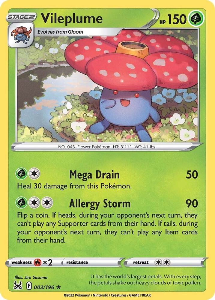 Vileplume 003/196 card from SWSH11: Lost Origin