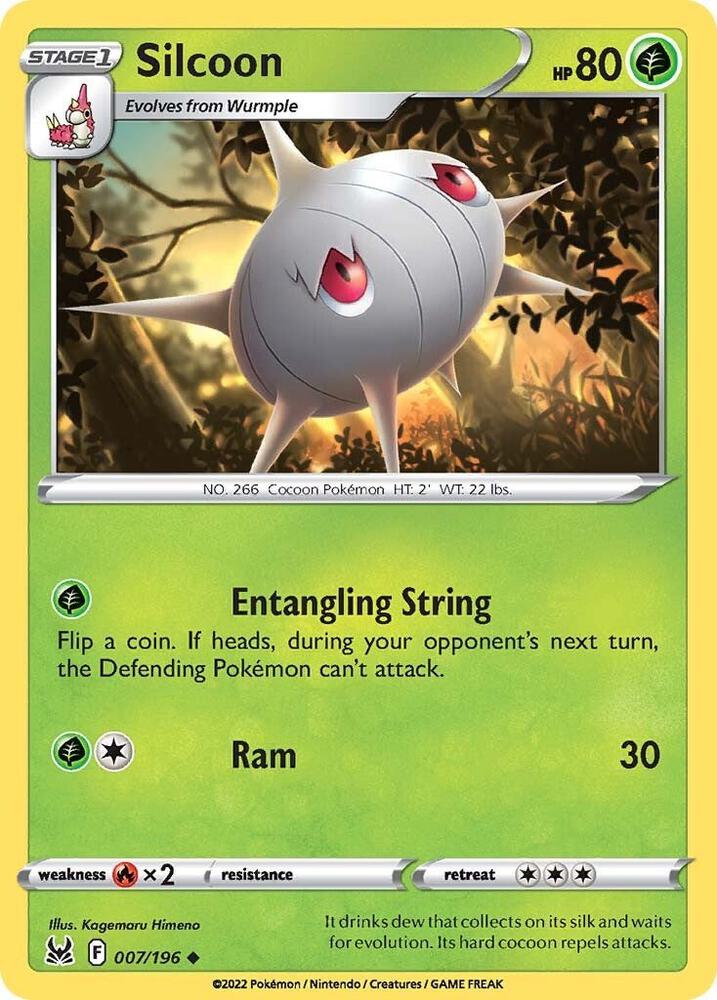 Silcoon 007/196 card from SWSH11: Lost Origin