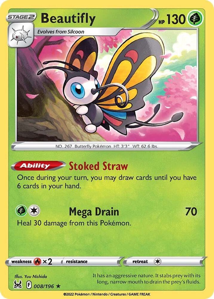 Beautifly 008/196 card from SWSH11: Lost Origin