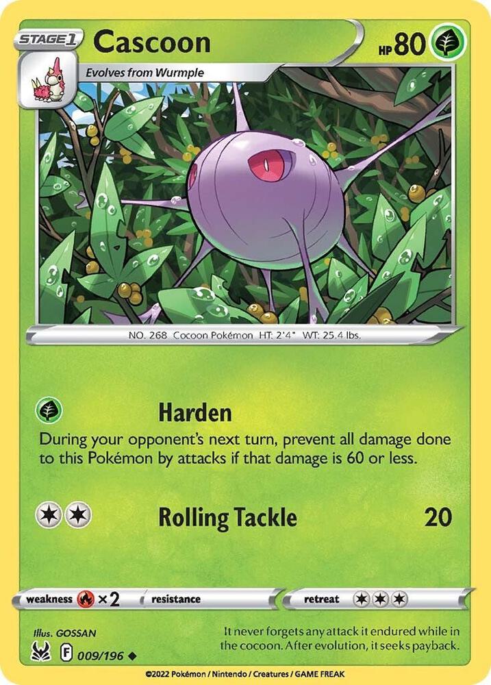 Cascoon 009/196 card from SWSH11: Lost Origin