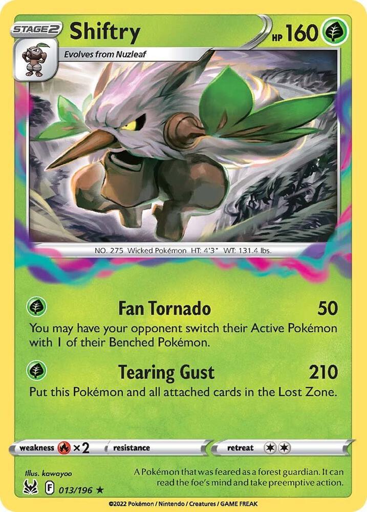 Shiftry 013/196 card from SWSH11: Lost Origin