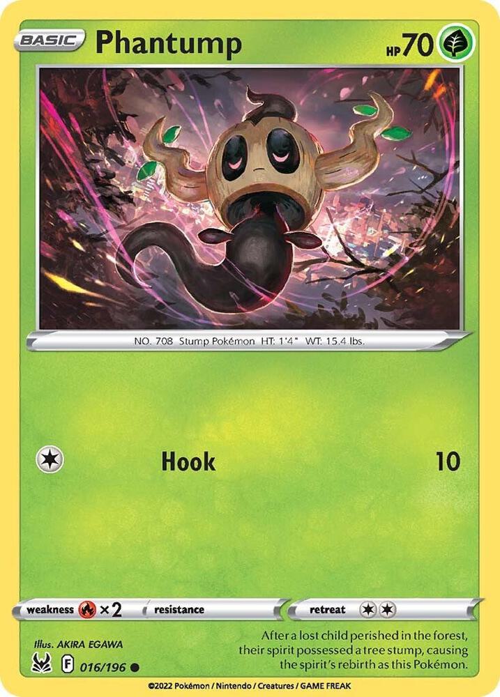 Phantump 016/196 card from SWSH11: Lost Origin