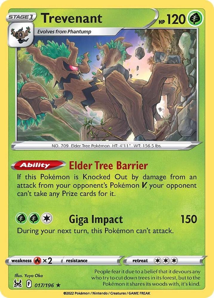 Trevenant 017/196 card from SWSH11: Lost Origin