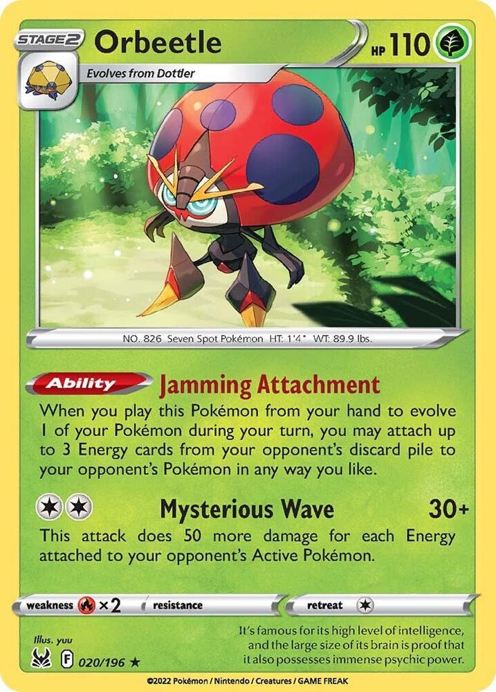 Orbeetle 020/196 card from SWSH11: Lost Origin