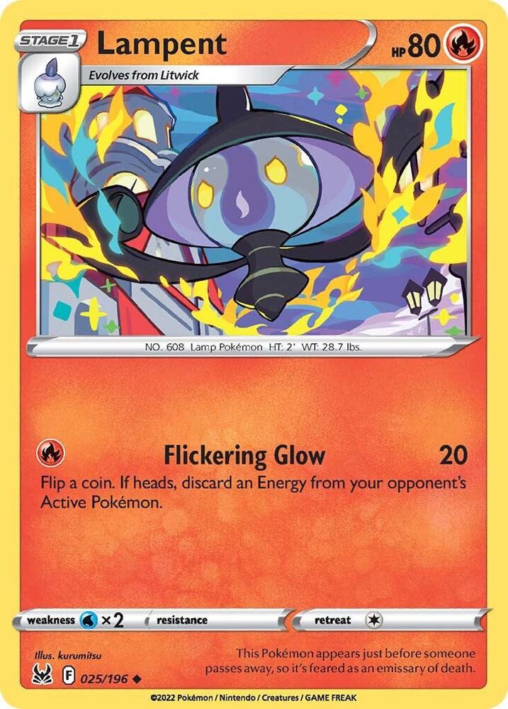 Lampent 025/196 card from SWSH11: Lost Origin