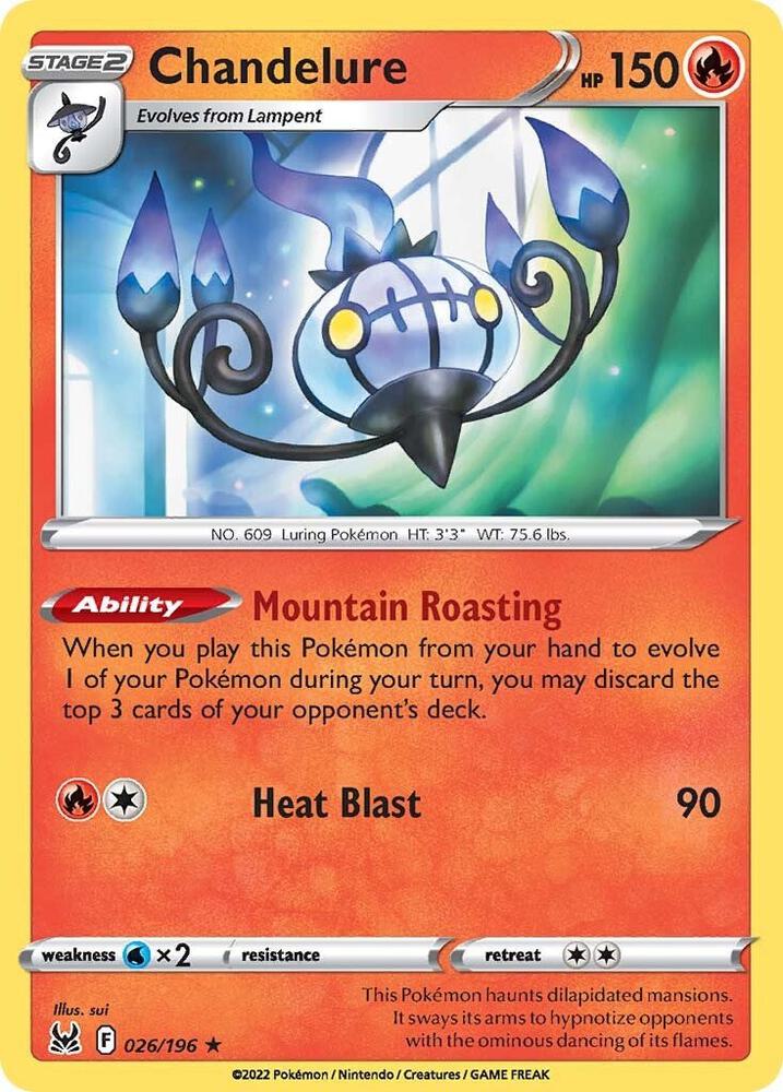 Chandelure 026/196 card from SWSH11: Lost Origin