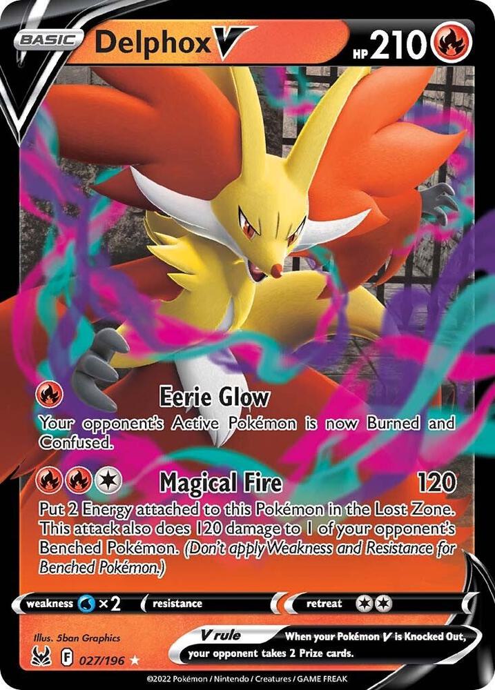 Delphox V 027/196 card from SWSH11: Lost Origin