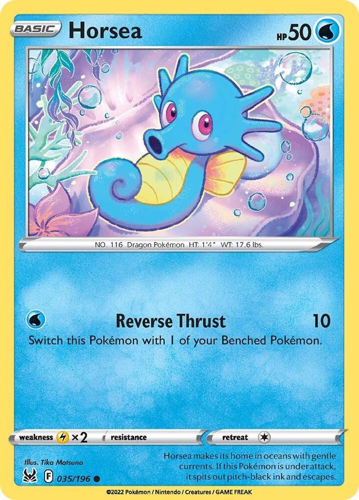 Horsea 035/196 card from SWSH11: Lost Origin