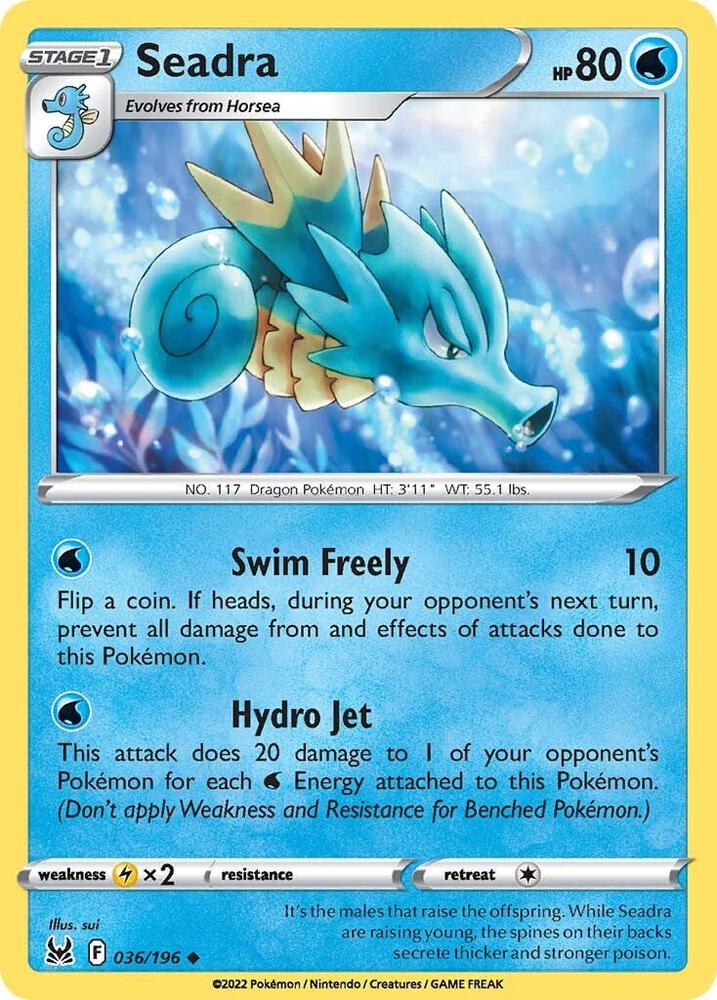 Seadra 036/196 card from SWSH11: Lost Origin