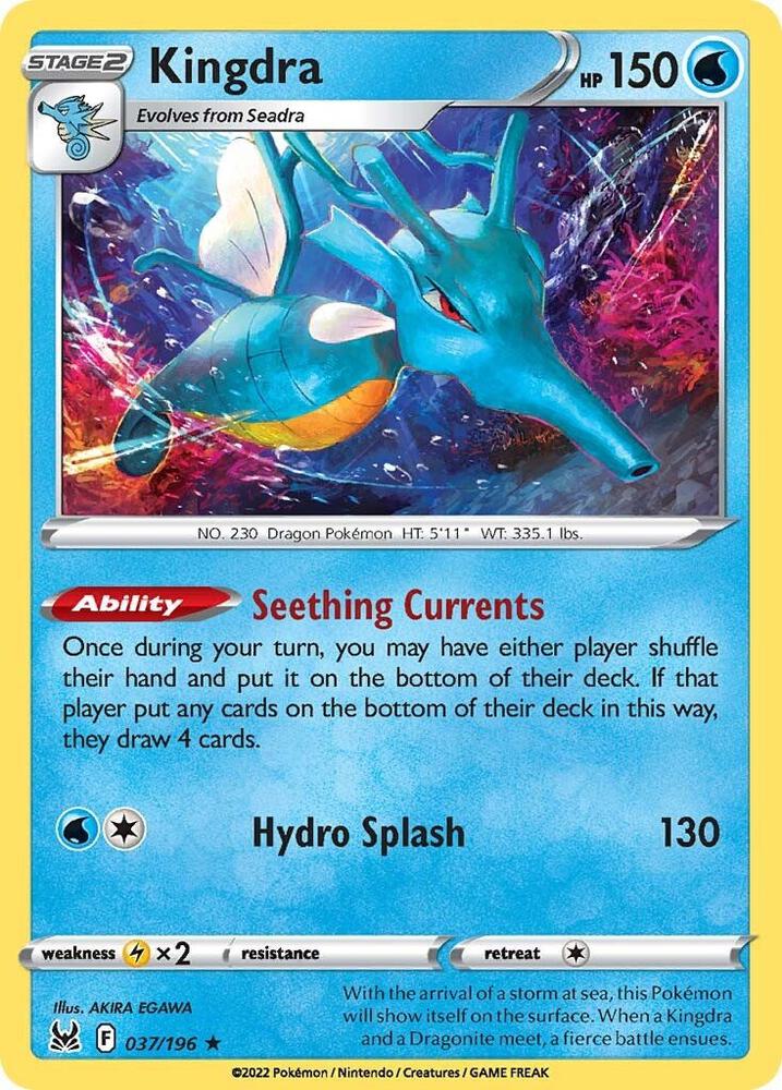 Kingdra 037/196 card from SWSH11: Lost Origin