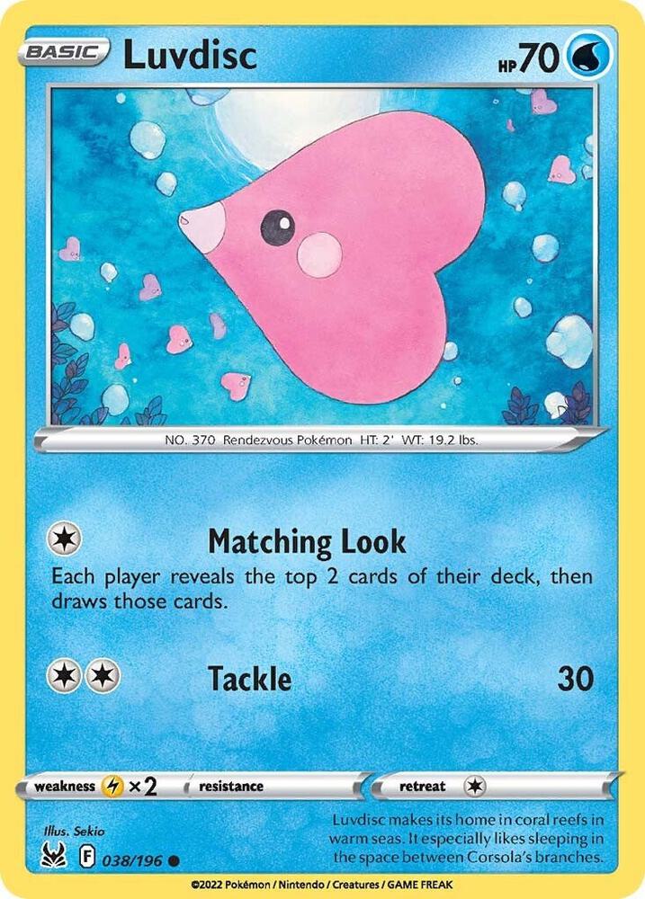 Luvdisc 038/196 card from SWSH11: Lost Origin