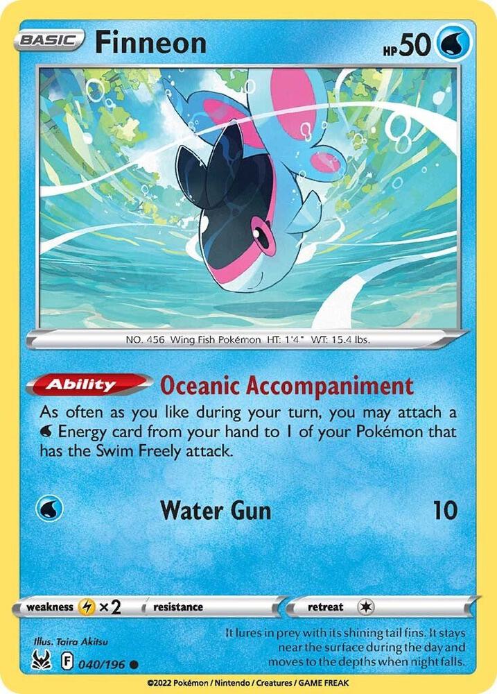 Finneon 040/196 card from SWSH11: Lost Origin