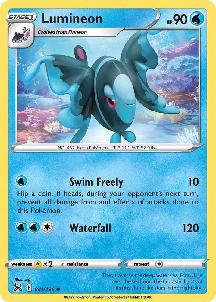 Lumineon 041/196 card from SWSH11: Lost Origin