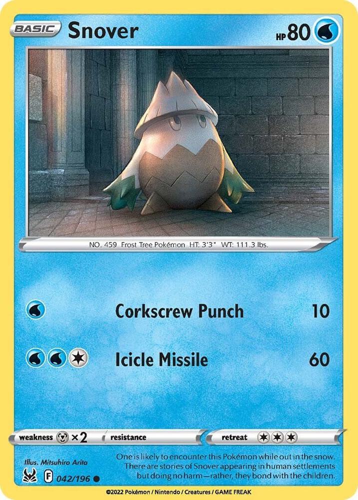 Snover 042/196 card from SWSH11: Lost Origin
