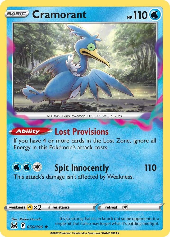 Cramorant 050/196 card from SWSH11: Lost Origin