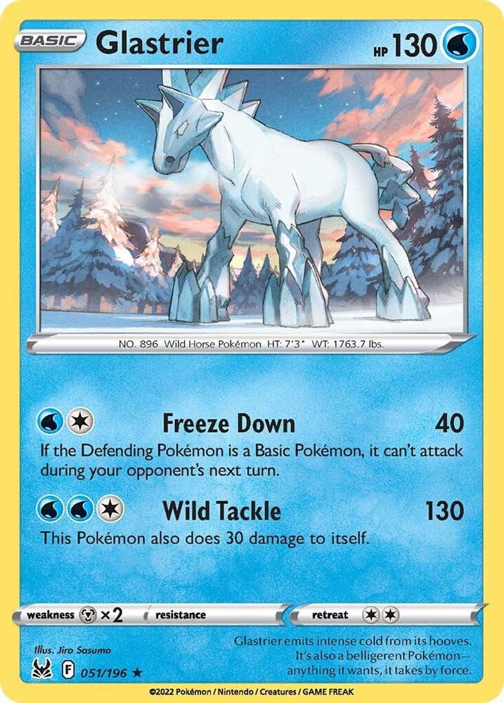 Glastrier 051/196 card from SWSH11: Lost Origin