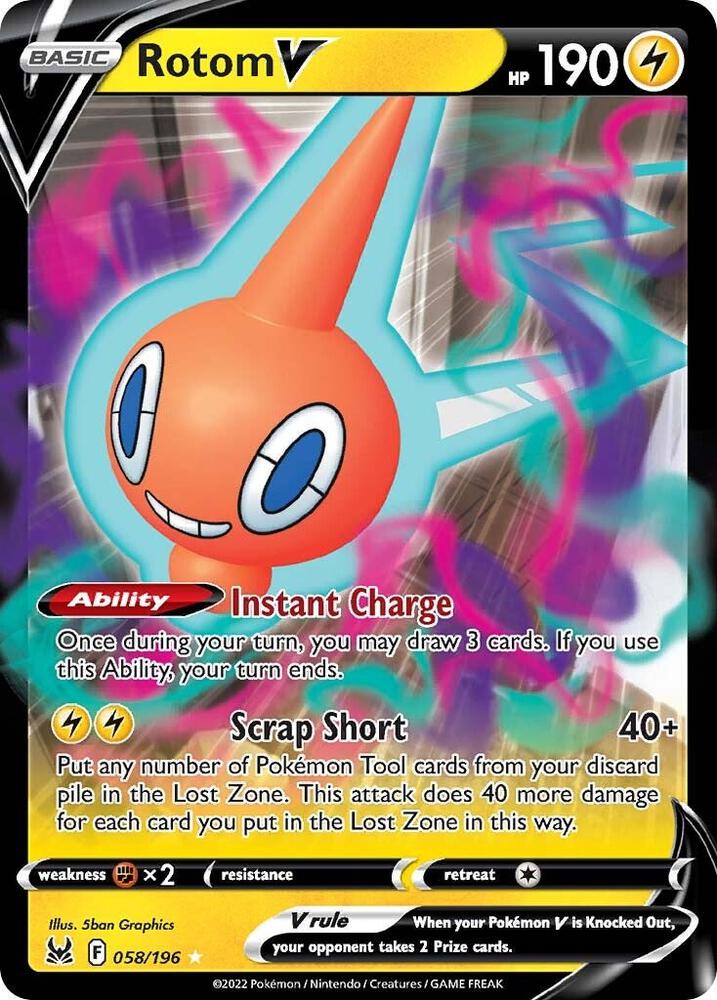Rotom V 058/196 card from SWSH11: Lost Origin