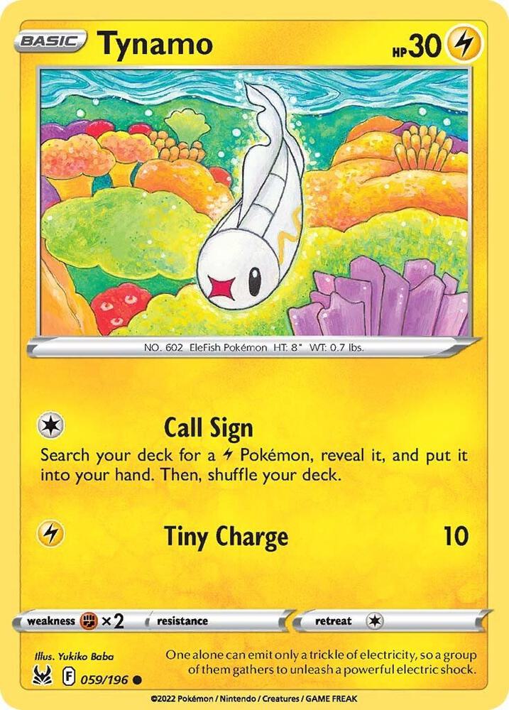 Tynamo 059/196 card from SWSH11: Lost Origin