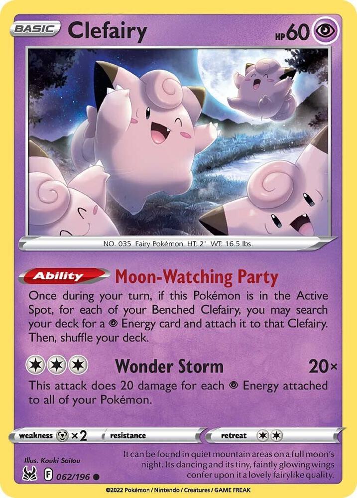 Clefairy 062/196 card from SWSH11: Lost Origin