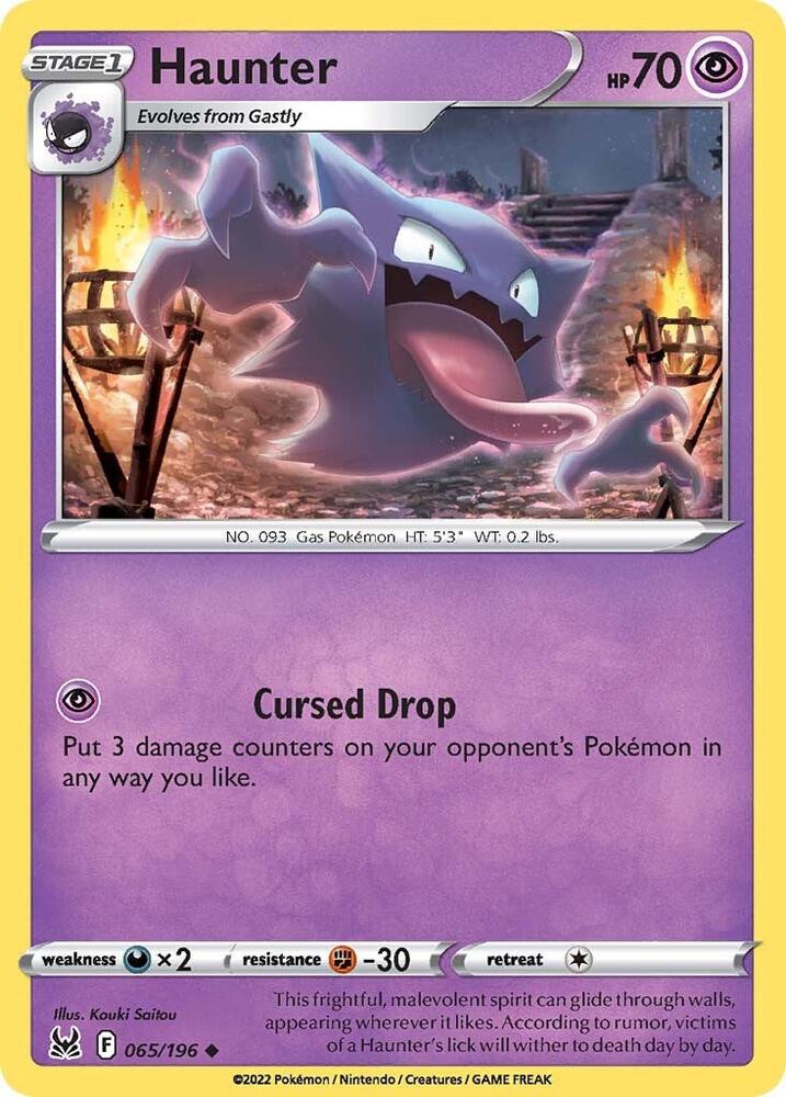 Haunter 065/196 card from SWSH11: Lost Origin