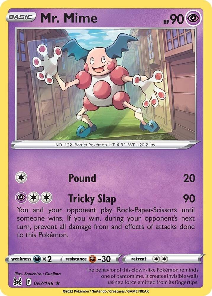 Mr. Mime 067/196 card from SWSH11: Lost Origin