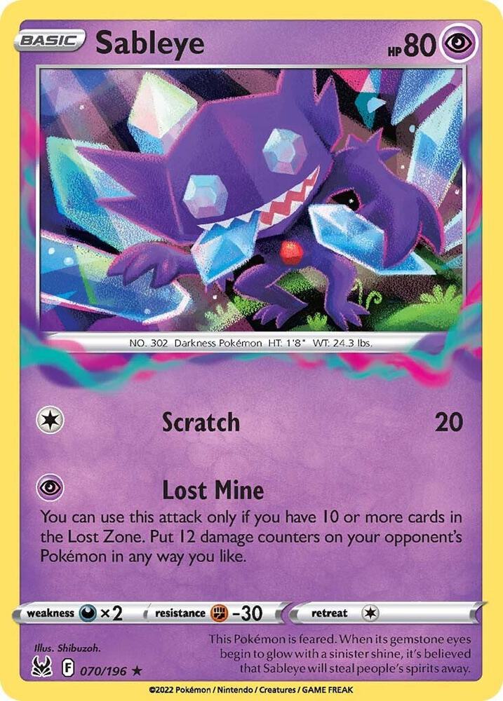 Sableye 070/196 card from SWSH11: Lost Origin