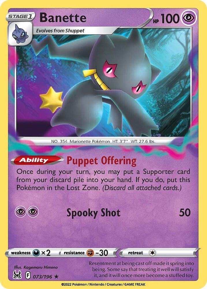 Banette 073/196 card from SWSH11: Lost Origin