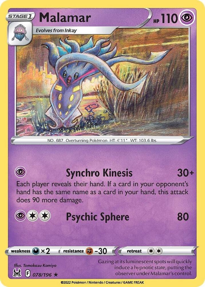 Malamar 078/196 card from SWSH11: Lost Origin