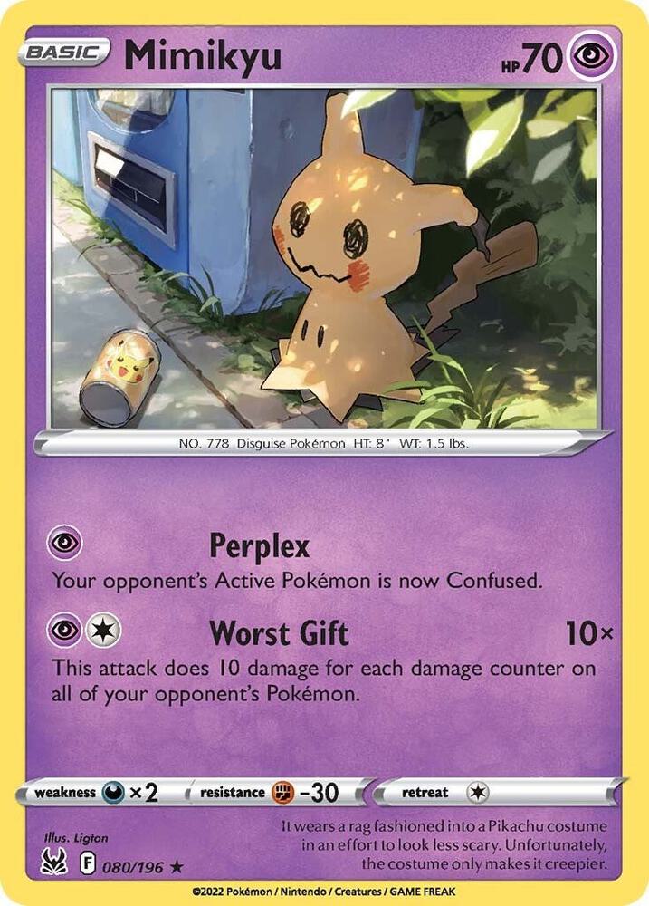 Mimikyu 080/196 card from SWSH11: Lost Origin