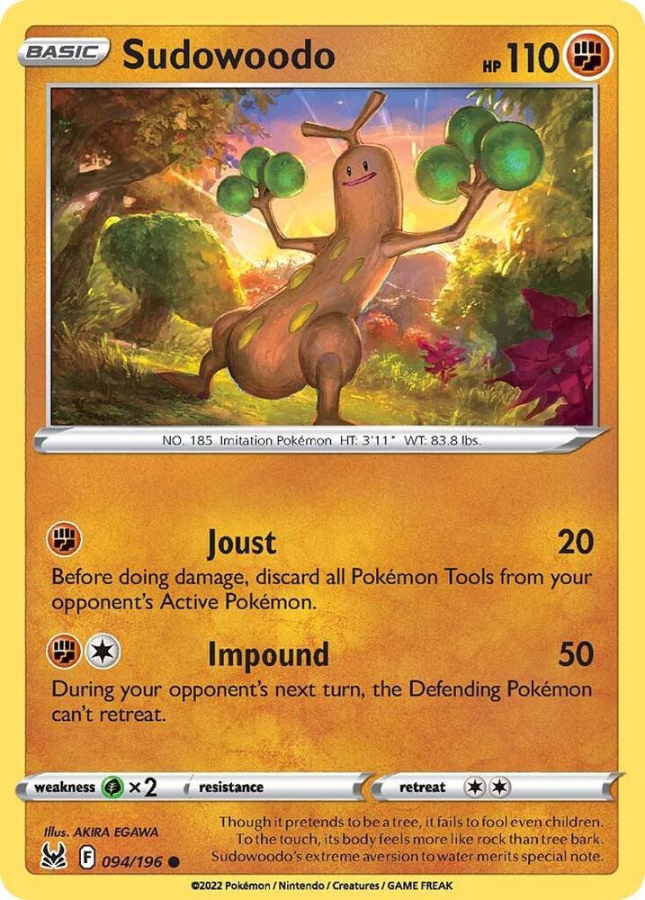 Sudowoodo 094/196 card from SWSH11: Lost Origin