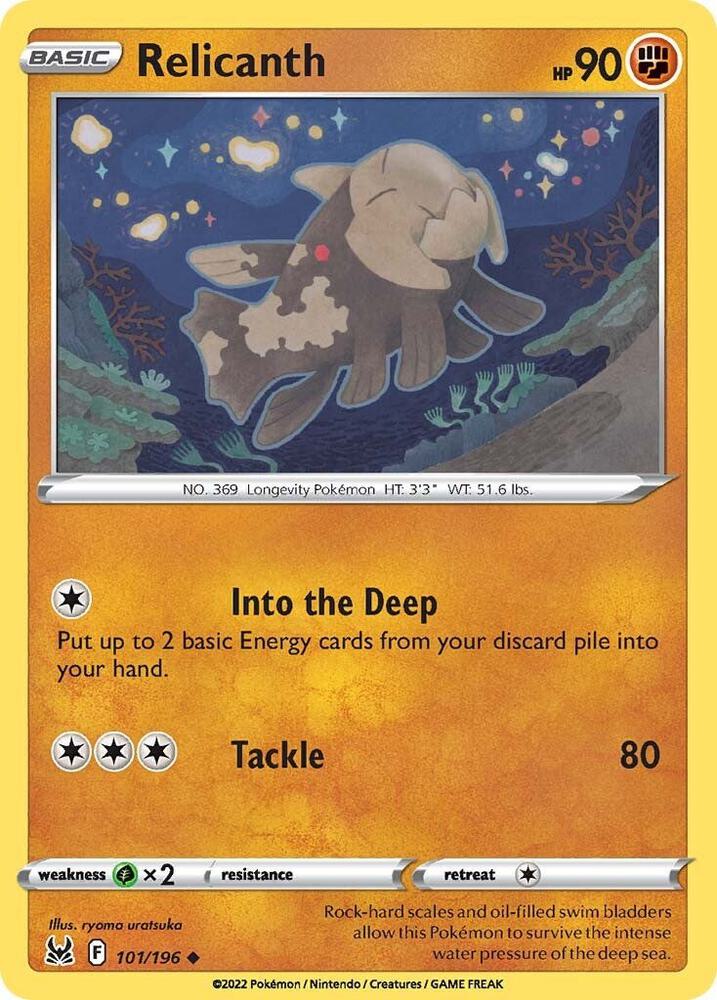 Relicanth 101/196 card from SWSH11: Lost Origin