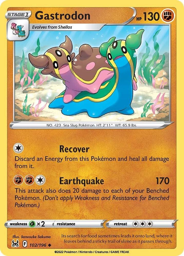Gastrodon 102/196 card from SWSH11: Lost Origin