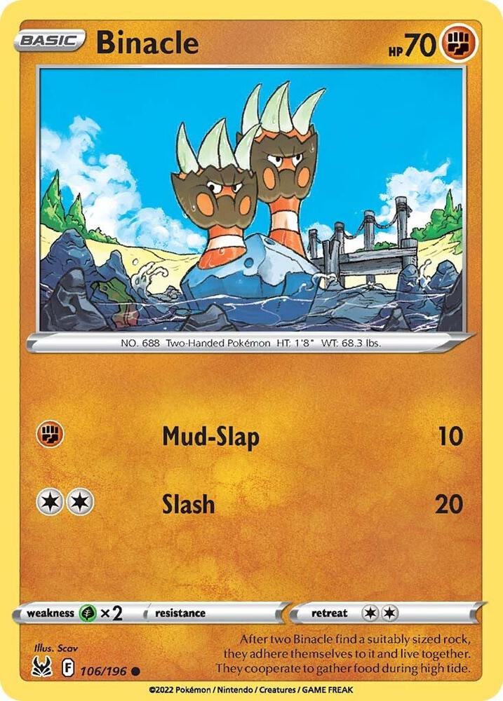 Binacle 106/196 card from SWSH11: Lost Origin