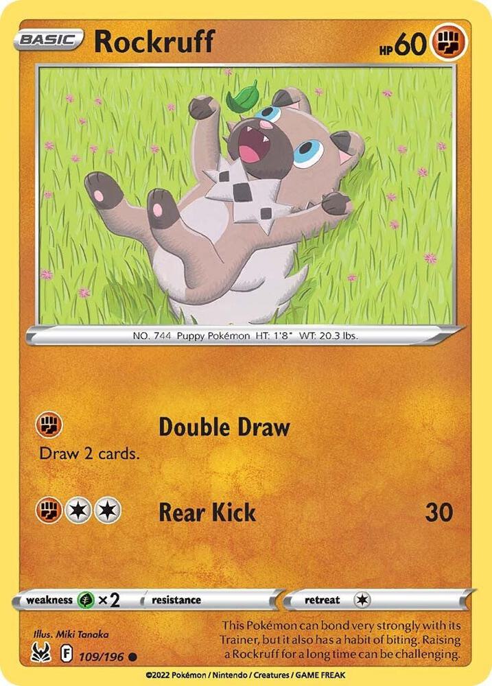 Rockruff 109/196 card from SWSH11: Lost Origin