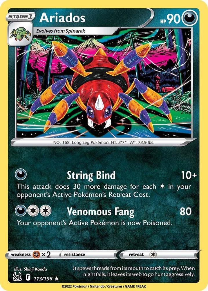 Ariados 113/196 card from SWSH11: Lost Origin