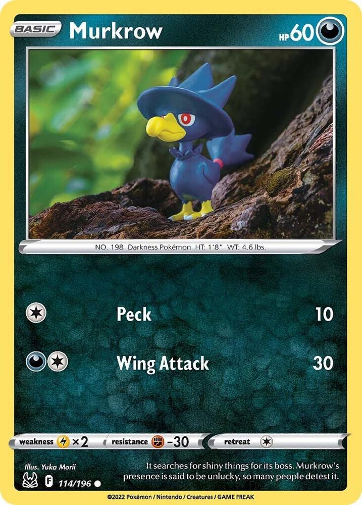 Murkrow 114/196 card from SWSH11: Lost Origin