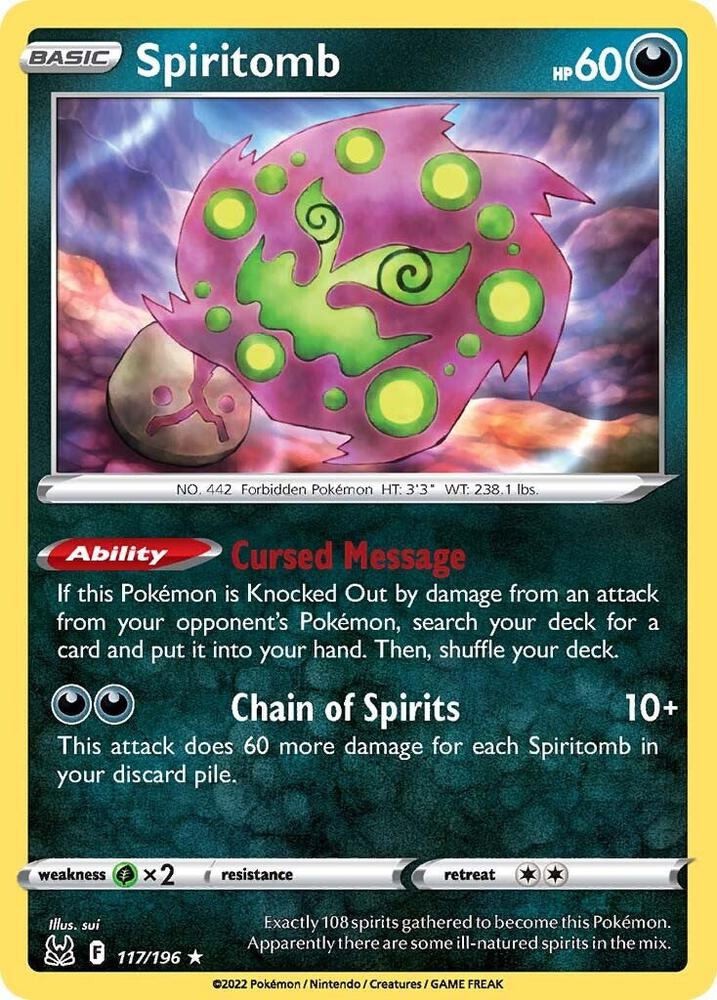 Spiritomb 117/196 card from SWSH11: Lost Origin