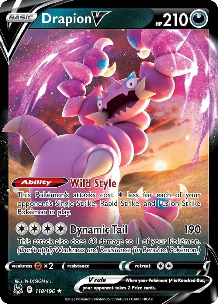 Drapion V 118/196 card from SWSH11: Lost Origin