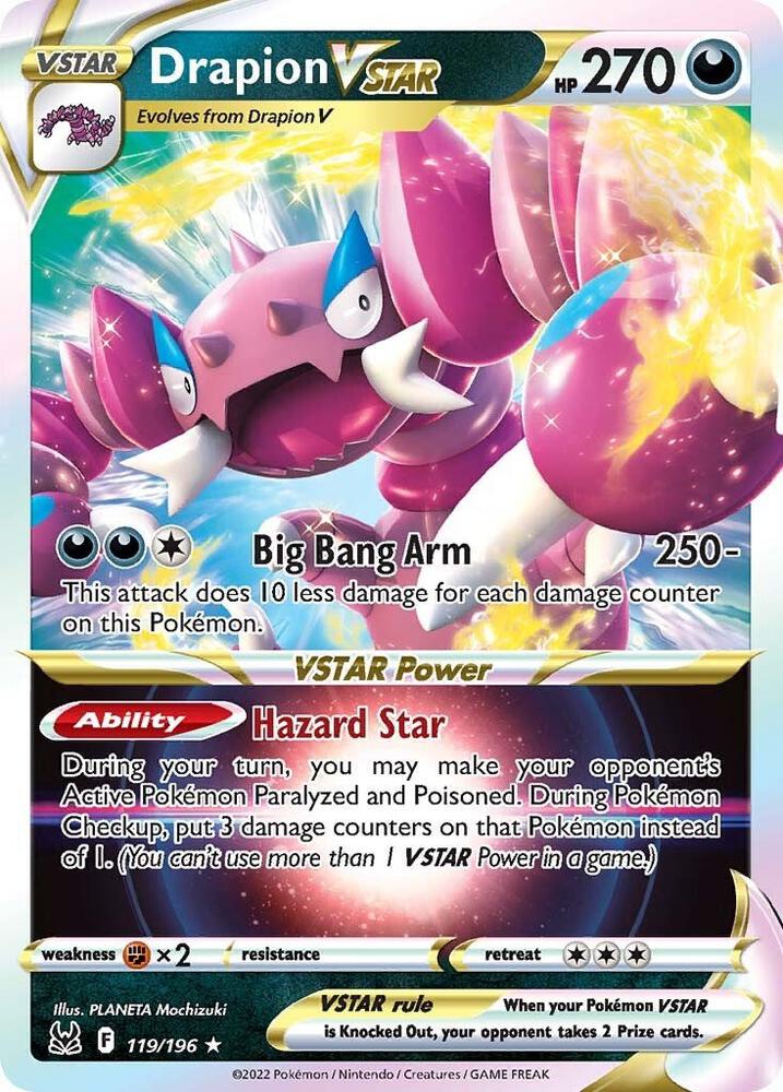 Drapion VSTAR 119/196 card from SWSH11: Lost Origin