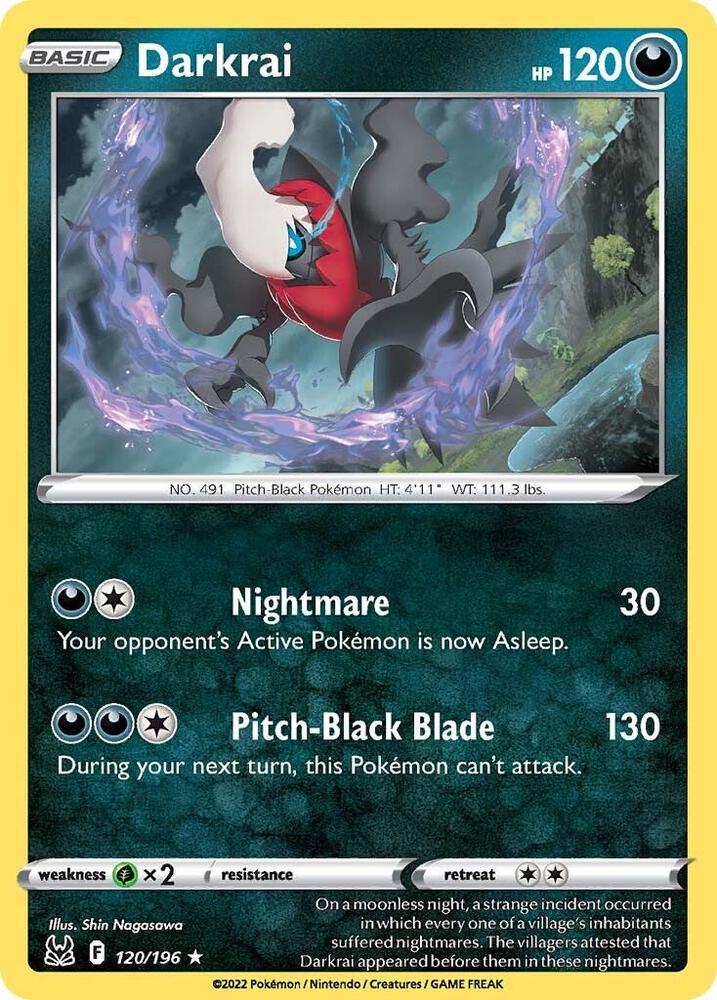 Darkrai 120/196 card from SWSH11: Lost Origin
