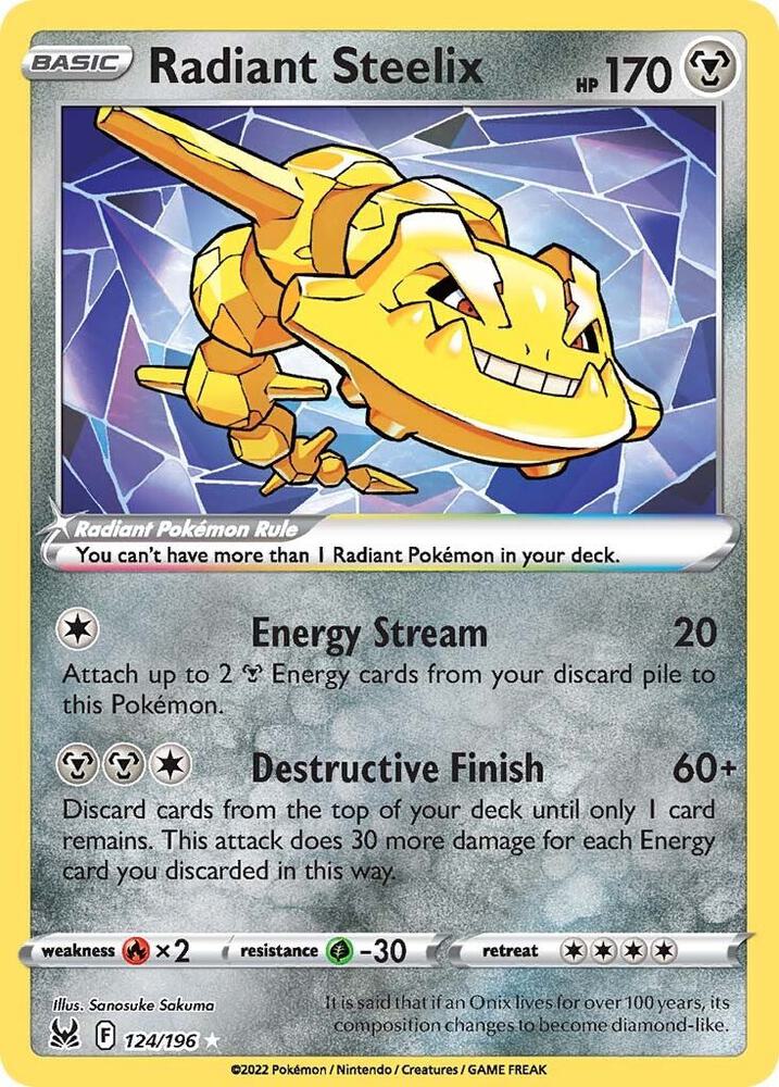 Radiant Steelix 124/196 card from SWSH11: Lost Origin