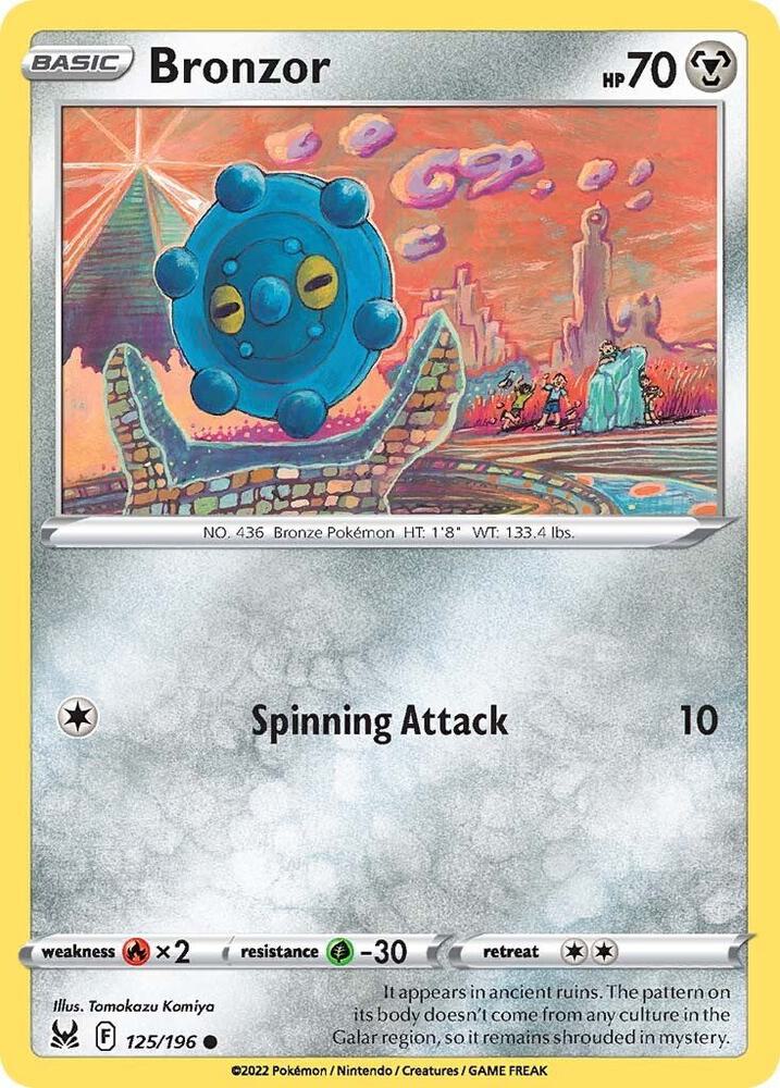 Bronzor 125/196 card from SWSH11: Lost Origin