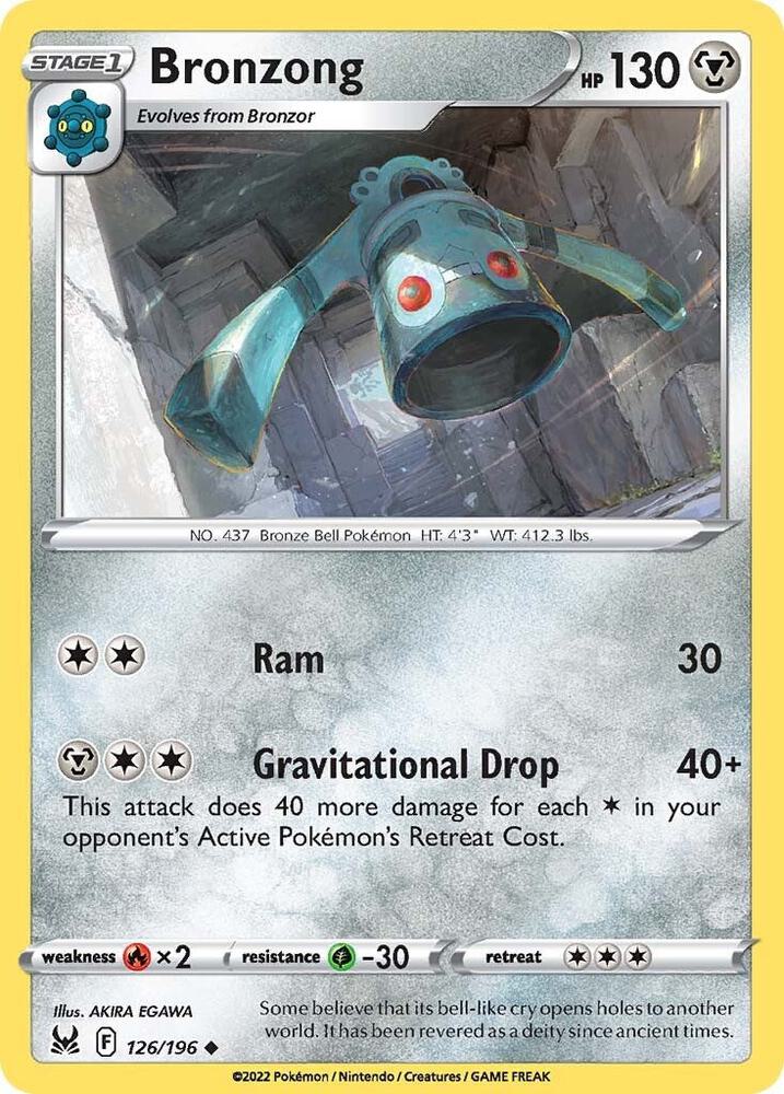 Bronzong 126/196 card from SWSH11: Lost Origin