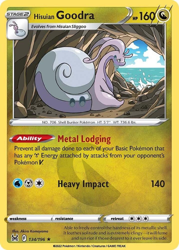 Hisuian Goodra 134/196 card from SWSH11: Lost Origin