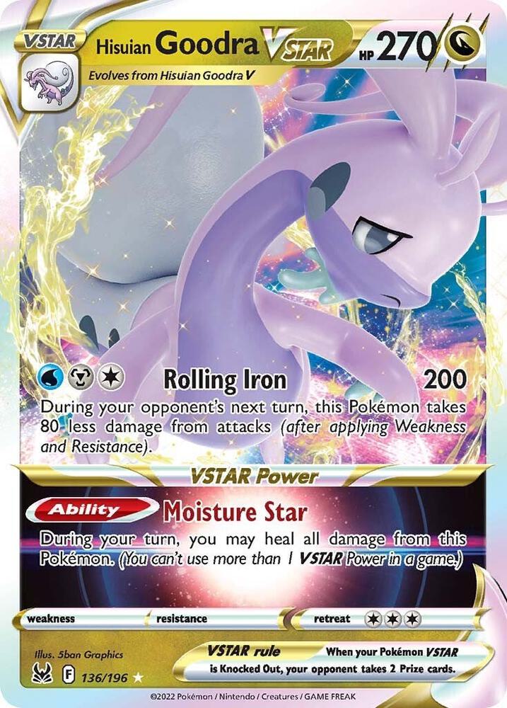 Hisuian Goodra VSTAR 136/196 card from SWSH11: Lost Origin