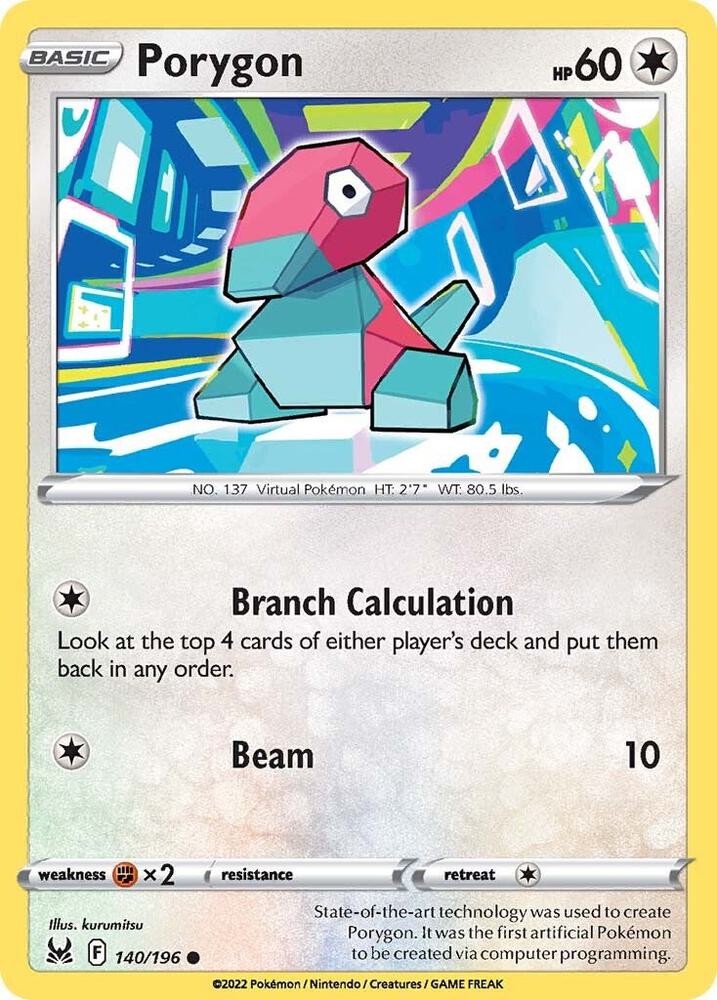 Porygon 140/196 card from SWSH11: Lost Origin