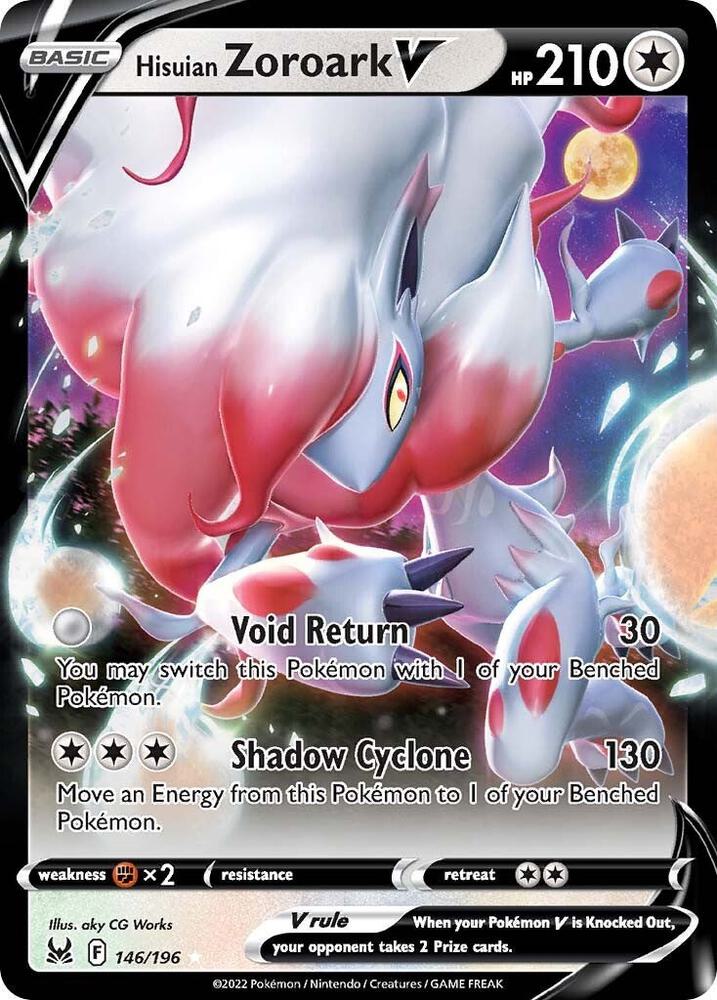 Hisuian Zoroark V 146/196 card from SWSH11: Lost Origin