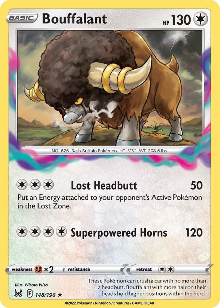 Bouffalant 148/196 card from SWSH11: Lost Origin