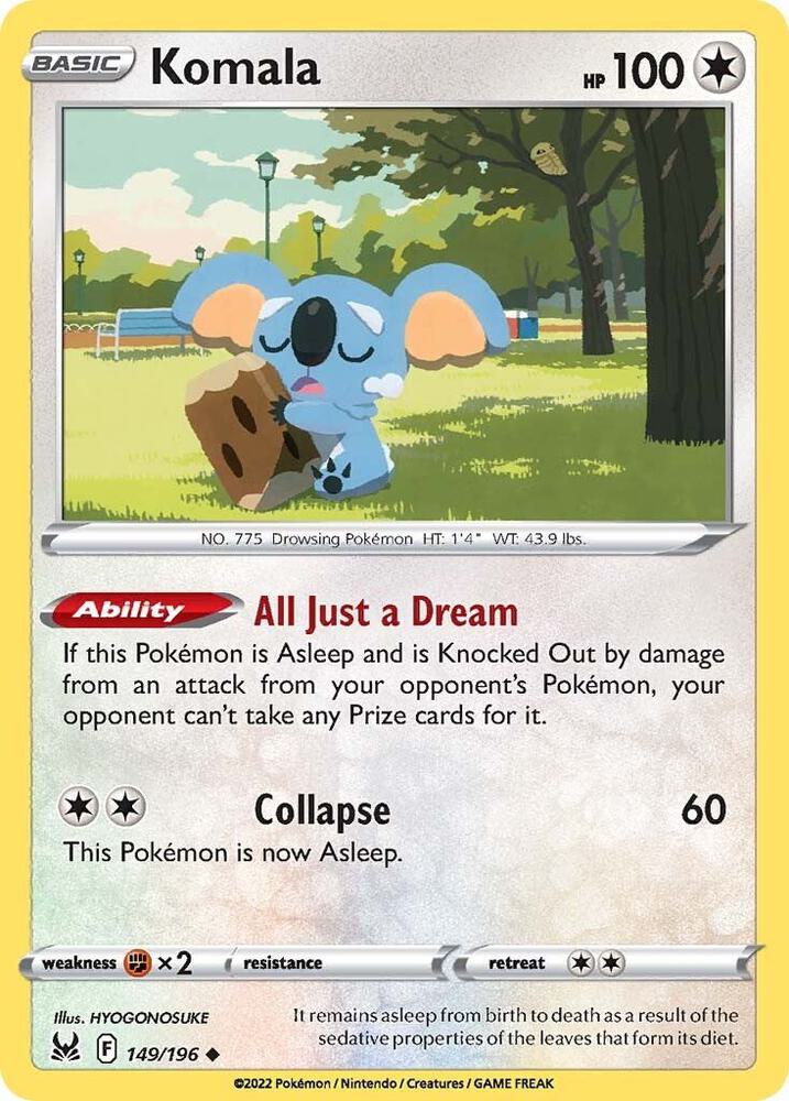 Komala 149/196 card from SWSH11: Lost Origin