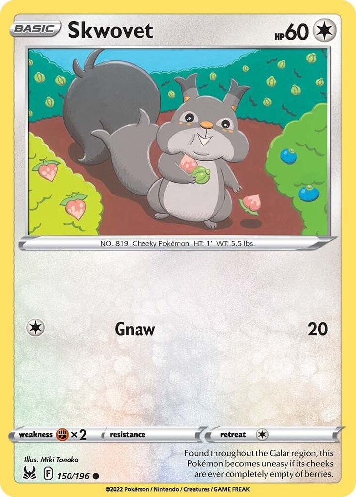 Skwovet 150/196 card from SWSH11: Lost Origin